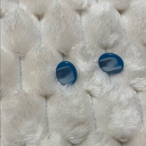Elegant Blue Button Earrings